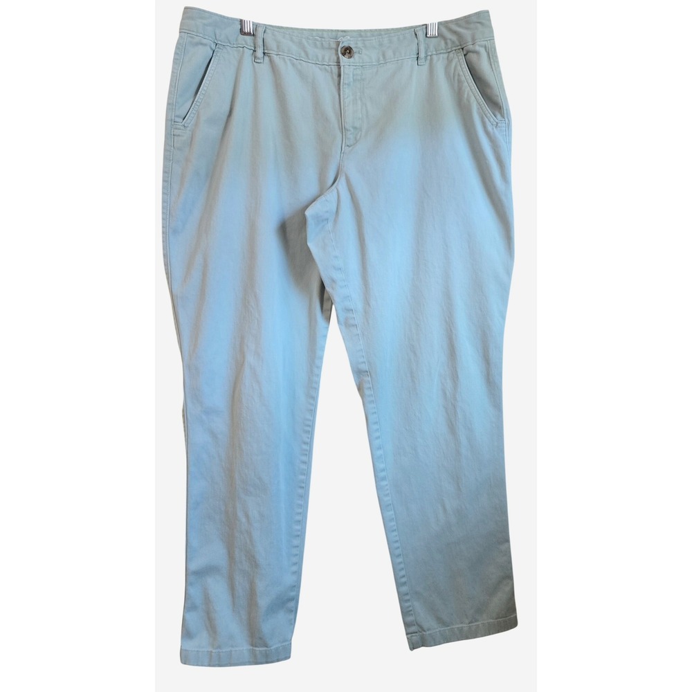 Eddie Bauer Womens Boyfriend Slim Leg Chino Pants Light Blue Seafoam Size 14